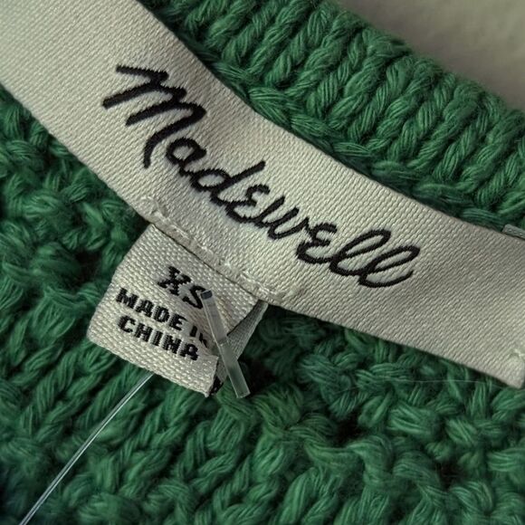 Madewell NWT Kellen Crocheted Crop Sweater Tank with Scalloped Hem, XS Green - Picture 9 of 10